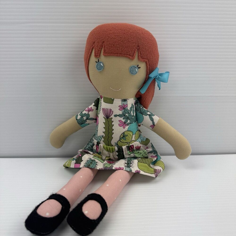 Cloth Rag Doll Plush Girl Cactus Dress Handmade Style Soft Toy Decor 16”